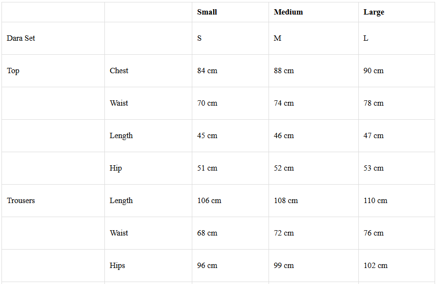 Size Chart