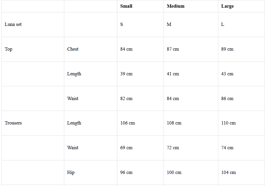 Size Chart